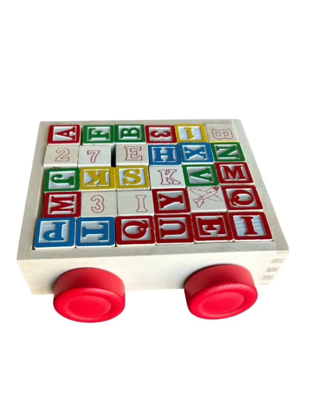 Melissa & Doug Classic ABC Wooden Block Cart Educational Toy